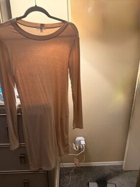 bp Beige Long-Sleeve Mini Dress